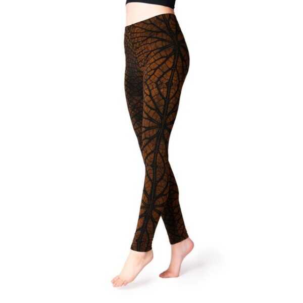 PANASIAM Leggings Unikat Batik Leggings modern mit Blattmuster elastische Stretch-Hose handgefertigt aus natürlicher Viskose lange Leggings für Yoga Sport