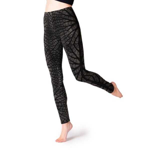 PANASIAM Leggings Unikat Batik Leggings modern mit Blattmuster elastische Stretch-Hose handgefertigt aus natürlicher Viskose lange Leggings für Yoga Sport