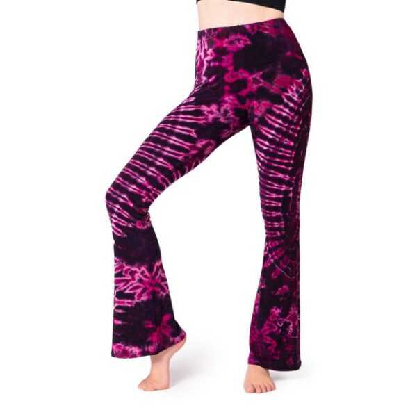 PANASIAM Leggings Unikat Batik Leggings stretch mit ausgestelltem Bein handgefertigt bequeme Bootcut Hose mit Schlag aus natürlicher Viskose für Yoga Sport