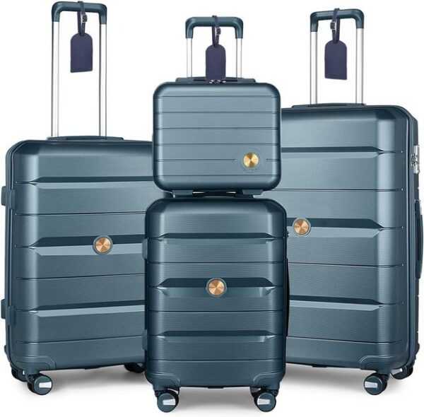 Sea choice Kofferset Zwei integrierte TSA Zahlenschlösser pro Koffer, 4 Rollen, 4tlg Handgepäck Trolley mit Beautycase Hartschalen Polypropylene