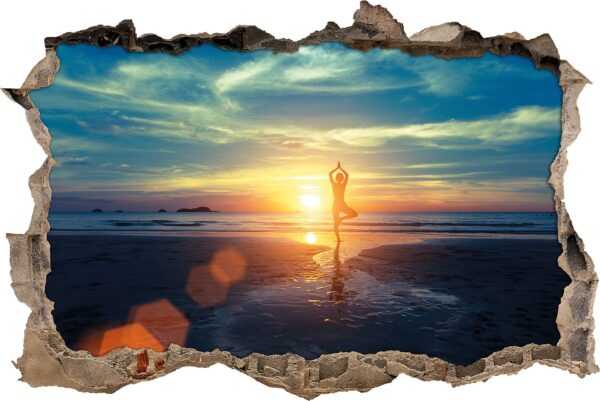 Yoga Silhouette am Strand, 3D Wandtattoo