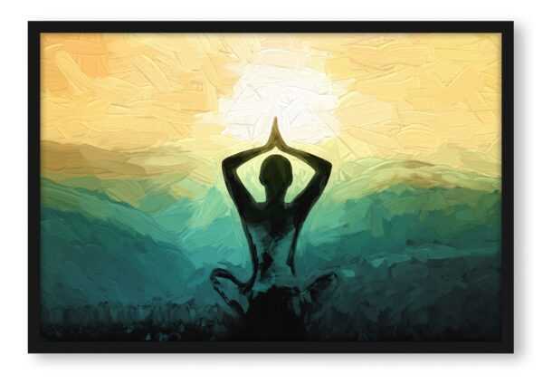 Yoga und Meditation, Poster mit Bilderrahmen