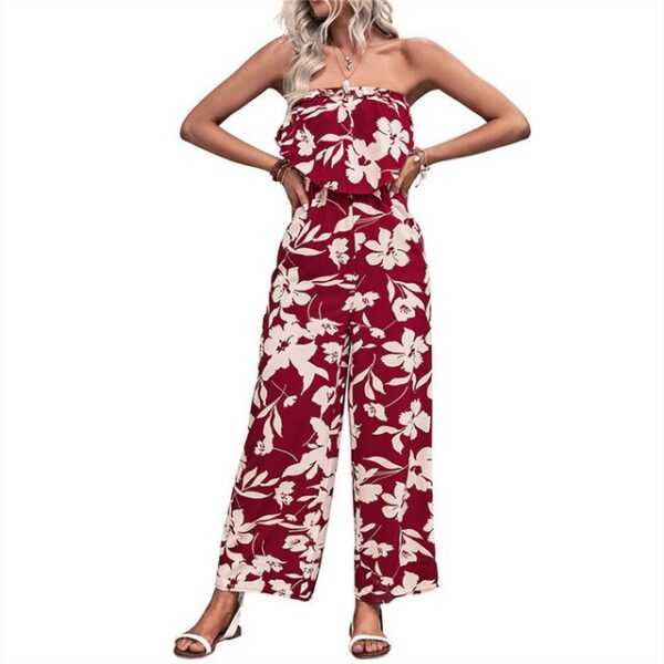 AFAZ New Trading UG Jumpsuit Sommer-Damen-Jumpsuit mit elastischer Taille, schulterfreie Hose