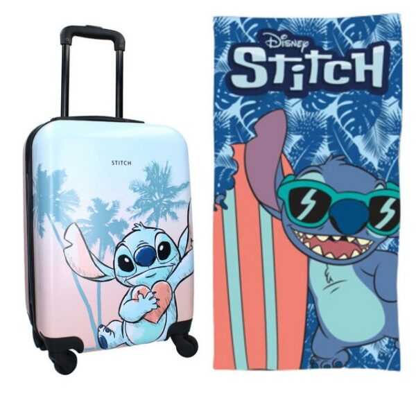 Disney Hartschalen-Trolley Disney Lilo u Stitch 2tlg Set Koffer Reisekoffer plus Strandtuch, 4 Rollen