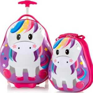 Heys Kinderkoffer Travel Tots, 46 cm, Einhorn, 2 Rollen, Kindertrolley Kinderreisegepäck Handgepäck-Koffer inkl. Kinderrucksack