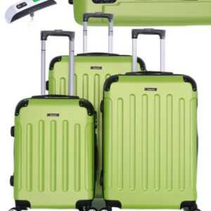 KESSMANN Kofferset 3 teilig Hartschalenkofferset M L XL Koffer + Digitale Kofferwaage, 4 Rollen, (Reisekofferset, 4 tlg., Schloss Teleskopgriff Gepäck Urlaub Zubehör Reise Hartschale Trolley), Reisetasche Kofferset groß mittel klein Handgepäck Gepäck Rollkoffer