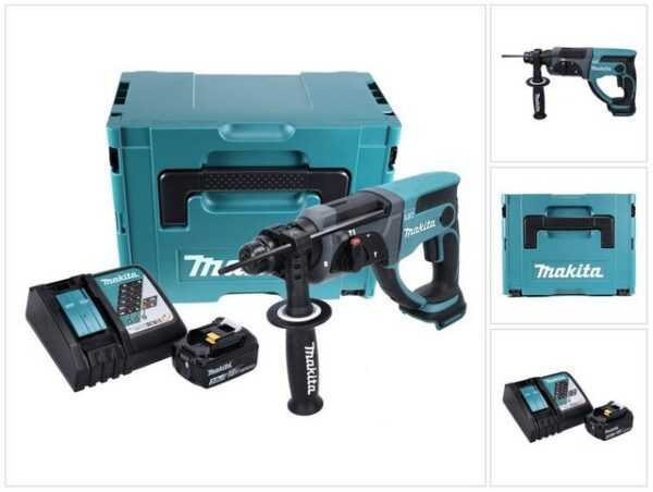 Makita Schlagbohrmaschine BHR 202 Akku Kombihammer 18V 2,0J SDS Plus in Koffer - 3Ah Akku, Lade