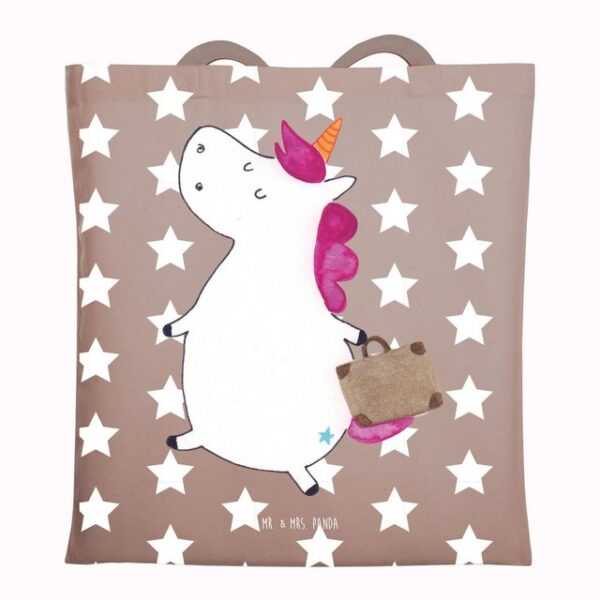 Mr. & Mrs. Panda Tragetasche Einhorn Koffer - Braun Pastell - Geschenk, Beuteltasche, unicorn, Peg (1-tlg), Lange Tragegriffe