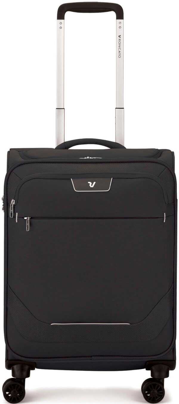 RONCATO Handgepäck-Trolley "Joy Carry-on, 55 cm, schwarz", 4 Rollen, Handgepäck-Koffer Reisekoffer mit Volumenerweiterung und TSA Schloss