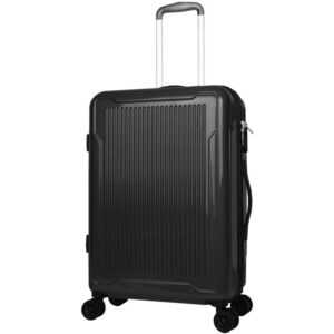 Reisekoffer Schwarz Trolley Hartschale Reise Koffer 4 Doppelrollen TSA-Schloss (Koffer l) 406011