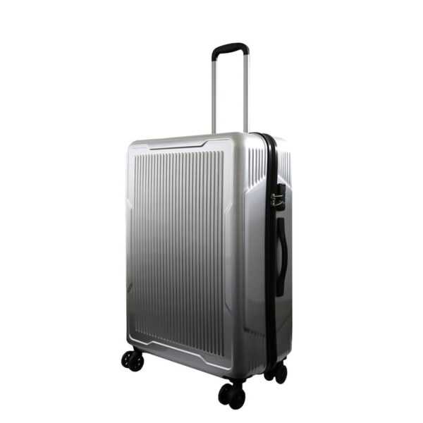 Reisekoffer Silber Trolley Hartschale Reise Koffer 4 Doppelrollen TSA-Schloss (406021 Gr.L)