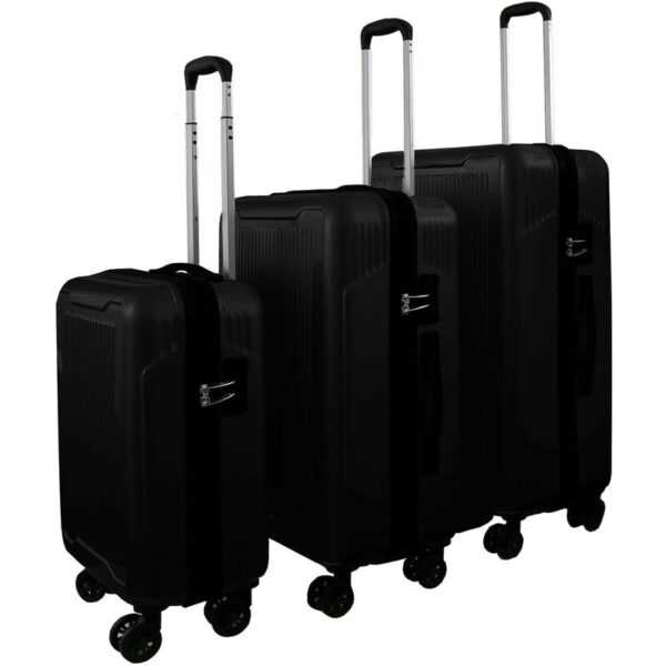 Set Reisekoffer Schwarz Trolley Hartschale Reise Koffer Handgepäck 4 Doppelrollen TSA-Schloss (406013 set mit 3 Koffern (m+l+xl) Schwarz