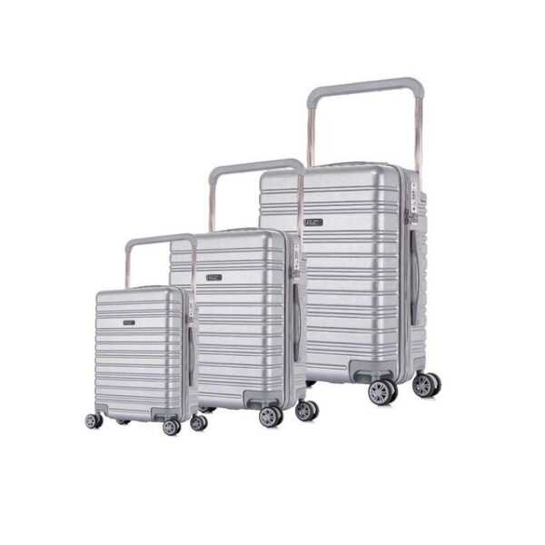 TheTrueC Koffer TheTrueC 4-Rad Trolley 3er Set S/M/L Göteborg silver, 4 Rollen Rollen