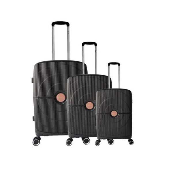 TheTrueC Koffer TheTrueC 4-Rad Trolley 3er Set Valencia Black, 4 Rollen Rollen