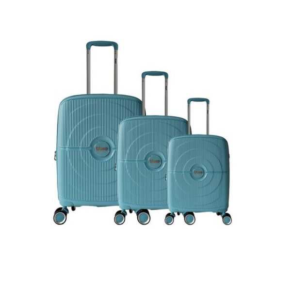 TheTrueC Koffer TheTrueC 4-Rad Trolley 3er Set Valencia Blue, 4 Rollen Rollen