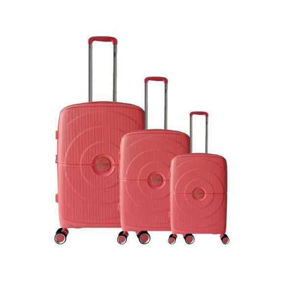 TheTrueC Koffer TheTrueC 4-Rad Trolley 3er Set Valencia coral red, 4 Rollen Rollen