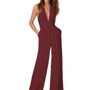 ZWY Jumpsuit Partykleid Jumpsuit Sexy Neckholder Damen Hose Einfarbiger, lockerer Overall mit weitem Bein