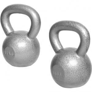 Gorilla Sports | Kettlebell Gusseisen 2-32 kg Set - 12 kg + 16 kg / Grau