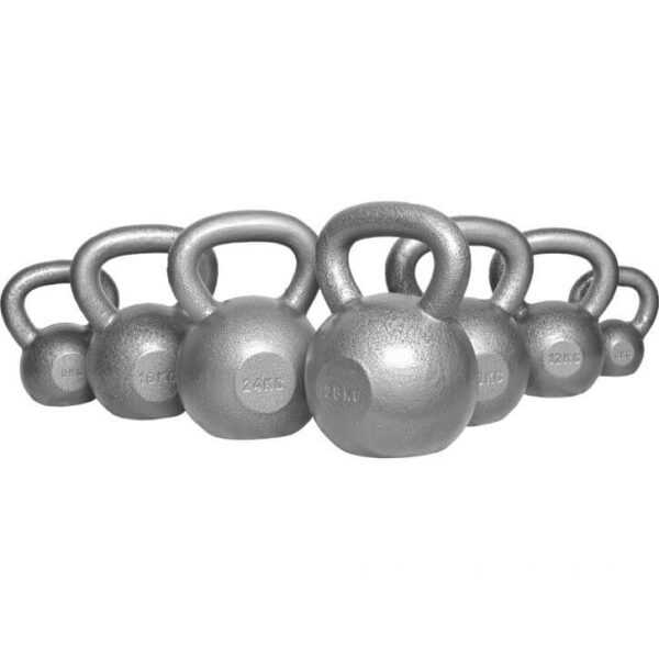 Gorilla Sports | Kettlebell Gusseisen 2-32 kg Set - 144 kg / Grau