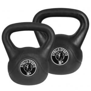 Gorilla Sports | Kettlebell aus Kunststoff 2-20 kg Set - 14 kg + 16 kg