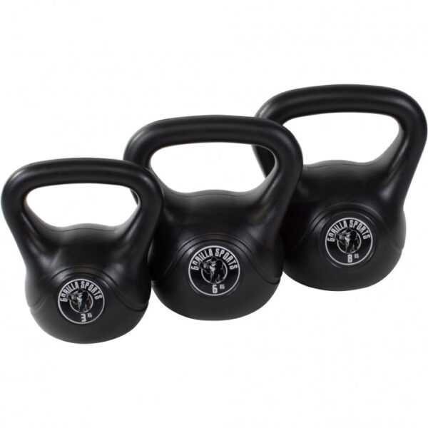 Gorilla Sports | Kettlebell aus Kunststoff 2-20 kg Set - 3 kg + 6 kg + 8 kg