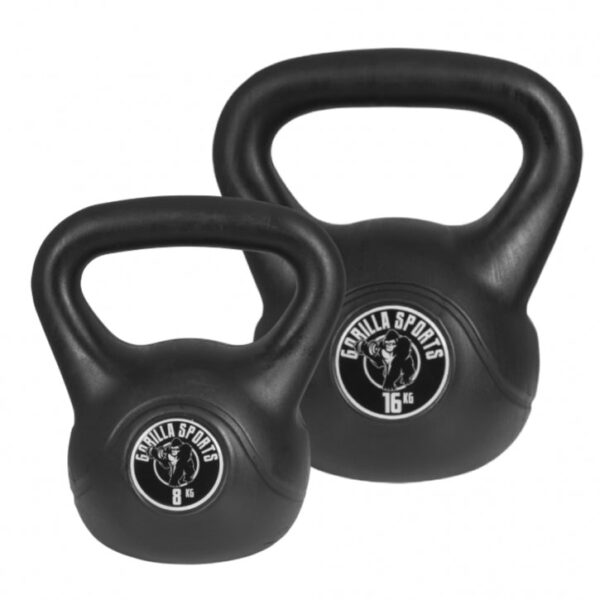 Gorilla Sports | Kettlebell aus Kunststoff 2-20 kg Set - 8 kg + 16 kg