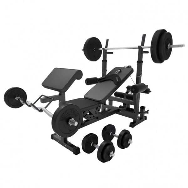 Gorilla Sports | Kraftstation Universal inkl. 100 kg Kunststoff Set Schwarz