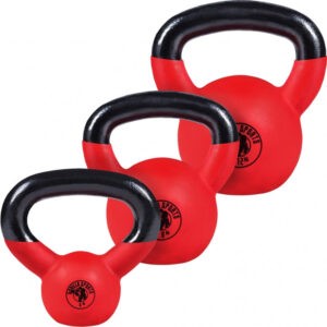 Gorilla Sports | Kettlebell Guss mit Gummibeschichtung 2-32 kg Set - 4 kg + 8kg + 12 kg