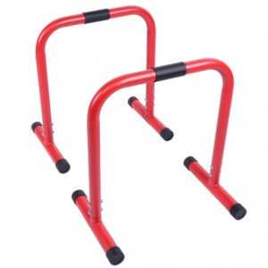 Gorilla Sports | Push-up Stand Bar Parallettes in Schwarz/Rot/Blau Rot