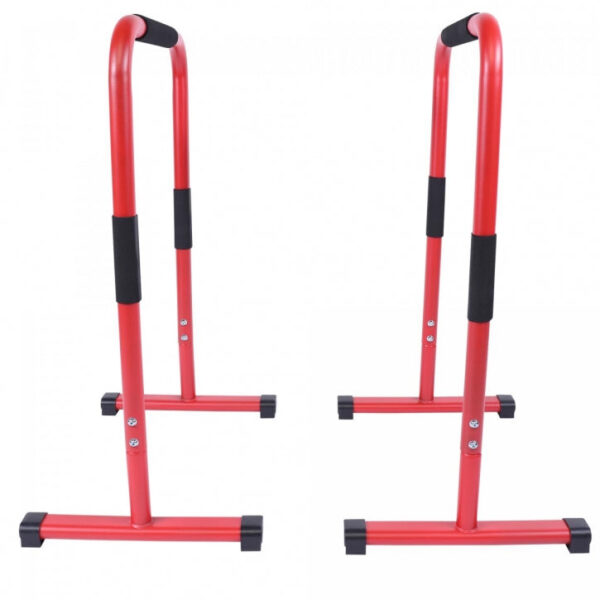 Gorilla Sports | Push Up Stand Dip Barren in Schwarz/Rot/Blau Rot