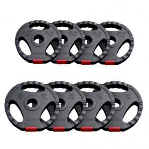 Gorilla Sports | Hantelscheibe Olympia 50/51mm Kunststoff Gripper Set - 4 x 2