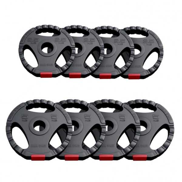 Gorilla Sports | Hantelscheibe Olympia 50/51mm Kunststoff Gripper Set - 4 x 2