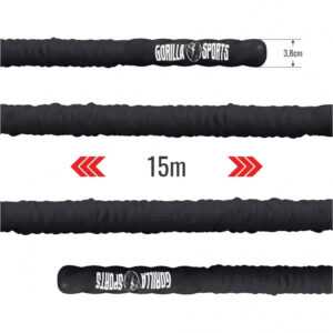 Gorilla Sports | Battle Rope inkl. Wandbefestigung in verschiedenen Laengen und Dicken 15 m / 3