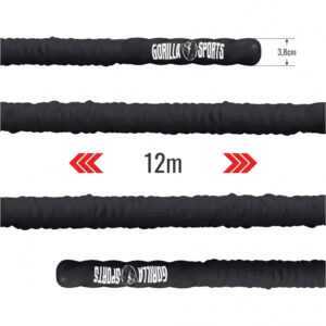 Gorilla Sports | Battle Rope inkl. Wandbefestigung in verschiedenen Laengen und Dicken 12 m / 3