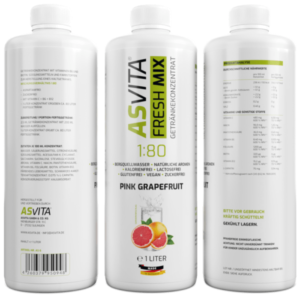 ASVita | Fresh Mix Mineralgetràoe¬ssnk - 1000ml Pink Grapefruit