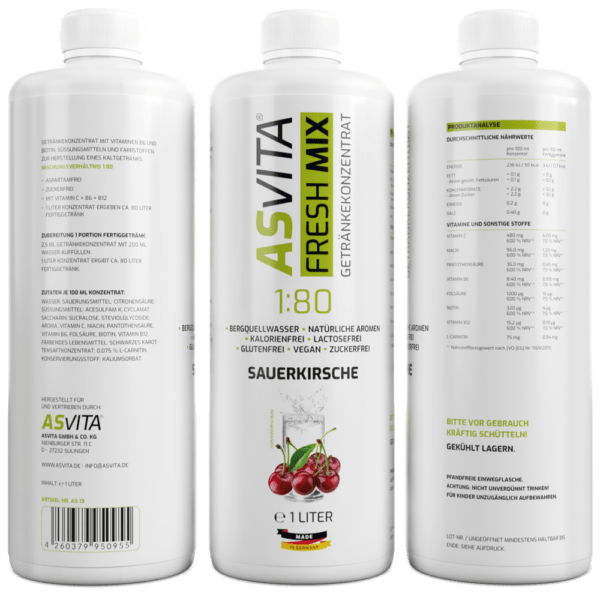 ASVita | Fresh Mix Mineralgetràoe¬ssnk - 1000ml Sauerkirsche