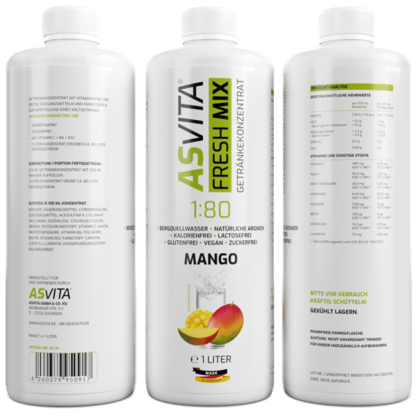 ASVita | Fresh Mix Mineralgetràoe¬ssnk - 1000ml Mango